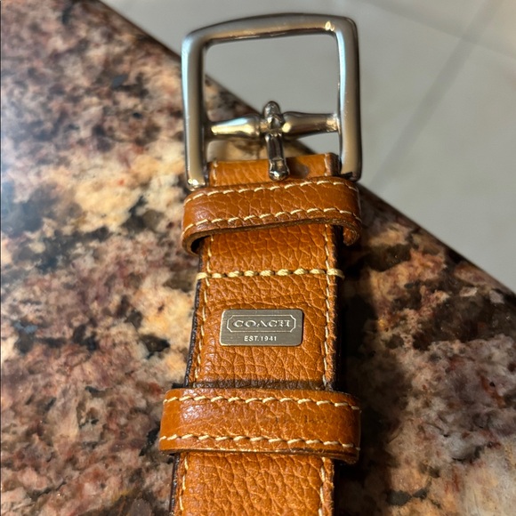Coach Men's Brown Leather Belt Size 36 NWOT - Picture 1 of 6